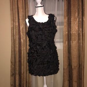 BEAUTIFUL black flower/feathered cocktail dress